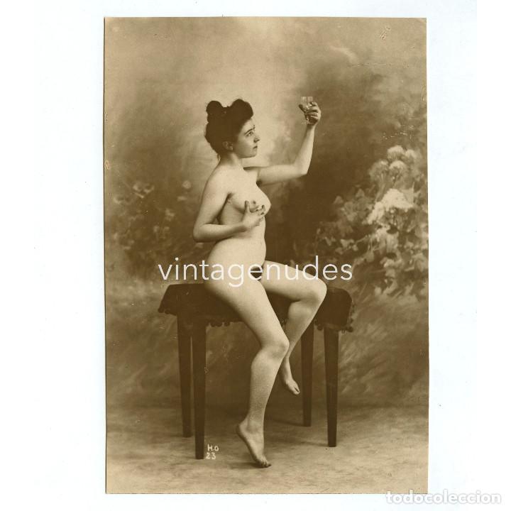 Fotograf&iacute;a antigua: DESNUDO FEMENINO DE ESTUDIO . FOTO: Henri Oltramare. TAMA&Ntilde;O: 10,7X15,7 CM.