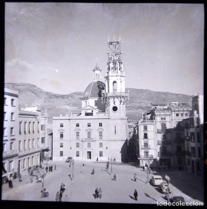 Fotografia antiga: ALCOY RECONSTRUCCION SANTA MARIA NEGATIVO CELULOIDE 6 X 6 CM.
