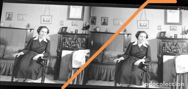 Fotografia antica: Antiguo negativo de fotograf&iacute;a estereosc&oacute;pica.Familia catalana.Cercan&iacute;as de Barcelona.a&ntilde;os 30/40.