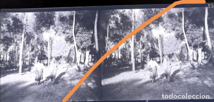 Photographie ancienne: Antiguo negativo de fotograf&iacute;a estereosc&oacute;pica.Familia catalana.Cercan&iacute;as de Barcelona.a&ntilde;os 30/40.