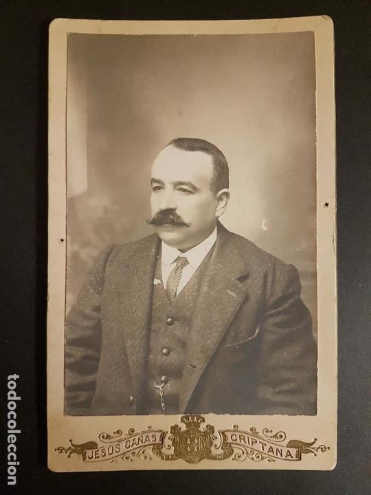 Fotografia antica: CRIPTANA CIUDAD REAL RETRATO DE CABALLERO JESUS CA&Ntilde;AS FOTOGRAFO HACIA 1900 10 X 16,5 CMTS