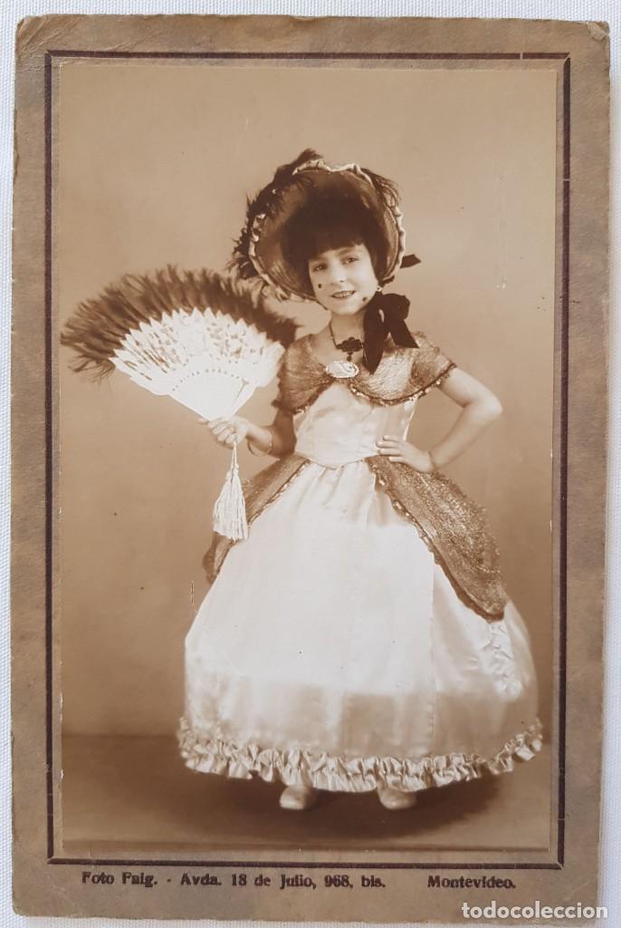 Fotograf&iacute;a antigua: Retrato infantil. Foto Faig. Montevideo. Cabinet. Hacia 1900