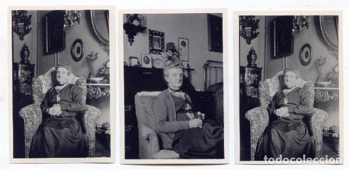 Fotografia antica: Retrato de anciana en 1931 a los 80 a&ntilde;os, tres fotos y un clich&eacute;, 6x8,2 cm