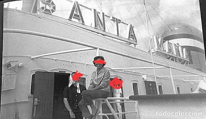 Antique Photography: Antiguo negativo. Clich&eacute; de fotograf&iacute;a. Buque trasatl&aacute;ntico Santa Mar&iacute;a. Antigua.