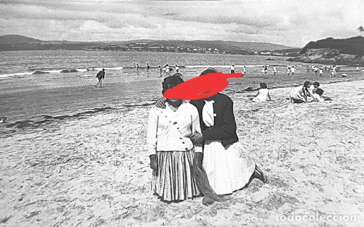 Fotografia antica: Antiguo negativo. Clich&eacute; de fotograf&iacute;a. playa. Zona Galicia sin identificar. Antigua.
