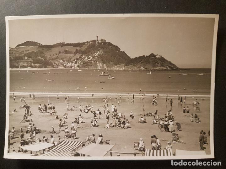 Photographie ancienne: SAN SEBASTIAN GUIPUZCOA VISTA DE LA BAHIA DE LA CONCHA ANTIGUA FOTOGRAFIA A&Ntilde;OS 50 8 X 11 CMTS