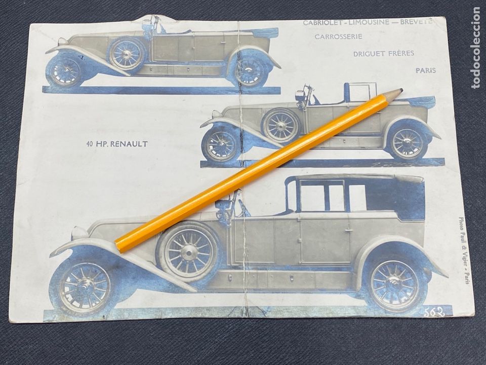 Fotograf&iacute;a antigua: FOTOGRAF&Iacute;A COCHE RENAULT 40 HP.CIRCA 1920. PHOTO PAUL ET VIGIER PARIS. CABRIOLET, LIMOUSINE, BREVETE