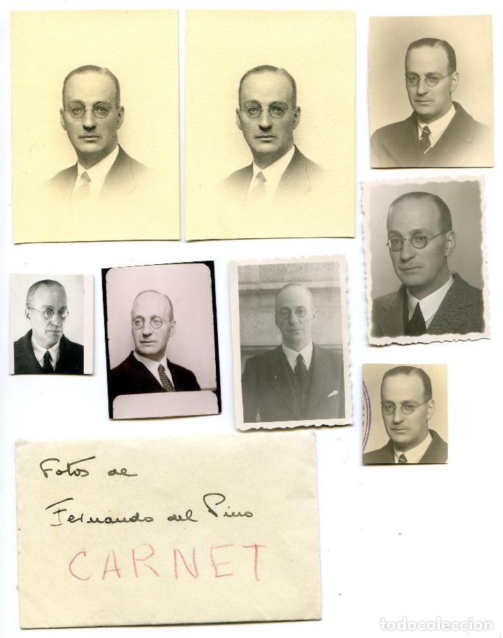 Alte Fotografie: Ocho fotos de carnet de Fernando del Pino padre de Rafael del Pino Moreno, de Ferrovial, 1936 y 1942