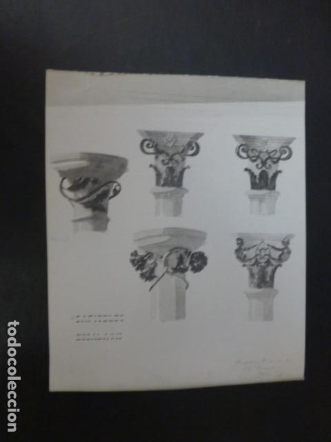 Fotografia antica: CAPITELES EN PIEDRA Y FORJA DISE&Ntilde;O ANTIGUA FOTOGRAFIA HACIA 1910 12 X 9,5 CMTS