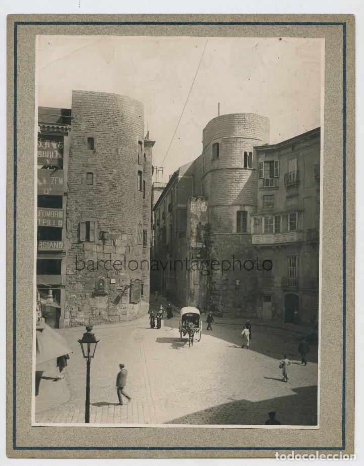 Fotograf&iacute;a antigua: PLAZA NUEVA, BARCELONA A&Ntilde;O 1903. 15x22cm.