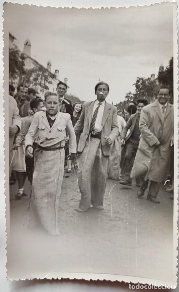 Fotograf&iacute;a antigua: PE&Ntilde;ARROYA PUEBLONUEVO CARRERA SACOS TAMA&Ntilde;O POSTAL