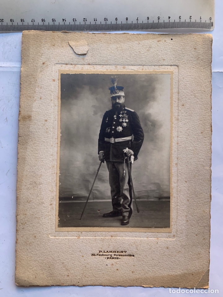 Fotograf&iacute;a antigua: FOTO. MILITAR CON TRAJE DE GALA Y CONDECORACIONES. P. LAMBERT, FOTOGRAFO. PARIS.