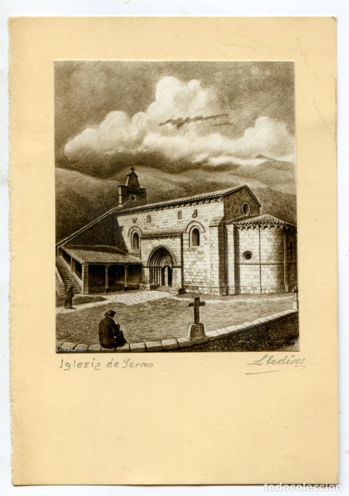 Fotografia antica: Iglesia de Yermo, Cantabria. Fotograf&iacute;a de grabado de Manuel Lled&iacute;as