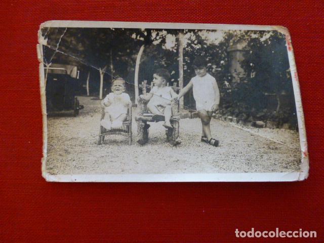 Fotografia antica: 3 NI&Ntilde;OS ANTIGUA FOTOGRAFIA 6,5 X 11 CMTS