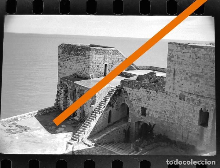 Photographie ancienne: antiguo negativo o clich&eacute; de fotograf&iacute;a. Pe&ntilde;&iacute;scola. Castell&oacute;n. A&ntilde;os 50.