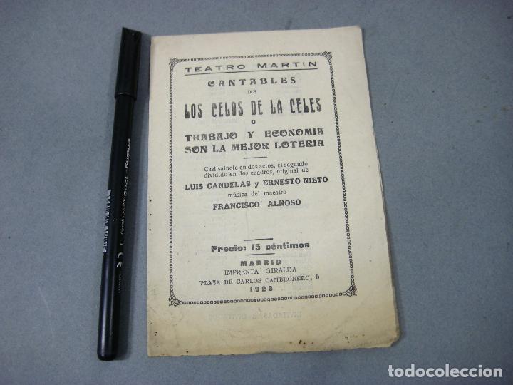 Fotografia antica: CANTABLES DE LOS CELOS DE LAS CELES O TRABAJO Y ECONOM&Iacute;A SON LA MEJOR LOTER&Iacute;A. SAINETE LUIS CANDELAS