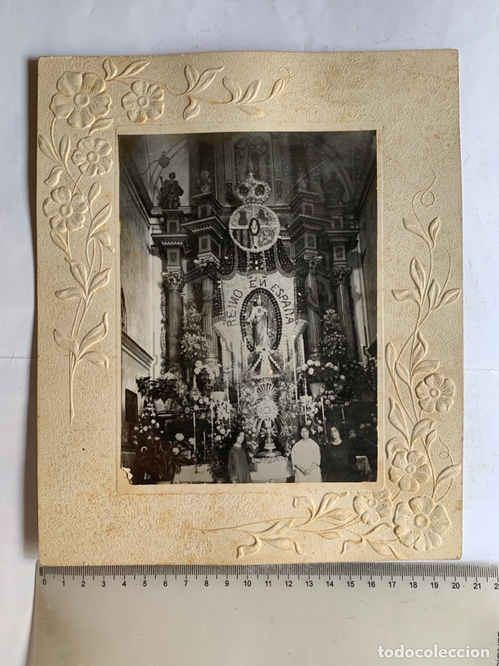 Fotograf&iacute;a antigua: FOTO. RETABLO Y ALTAR ENGALANADO PARA LA FIESTA DEL SAGRADO CORAZ&Oacute;N Y SANT&Iacute;SIMO. FOT&Oacute;GRAFO?.
