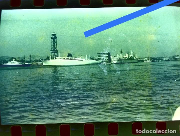 Photographie ancienne: Antiguo negativo o clich&eacute; de fotograf&iacute;a. Barco buque. puerto de Barcelona. A&ntilde;os 60.