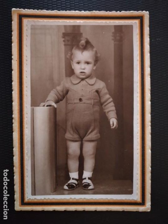 Fotograf&iacute;a antigua: ALCAZAR DE SAN JUAN CIUDAD REAL RETRATO NI&Ntilde;O A&Ntilde;OS 30 FLORES FOTOGRAFO