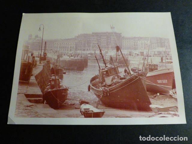 Photographie ancienne: SAN SEBASTIAN VISTA DEL PUERTO ANTIGUA FOTOGRAFIA 13 X 18 CMTS