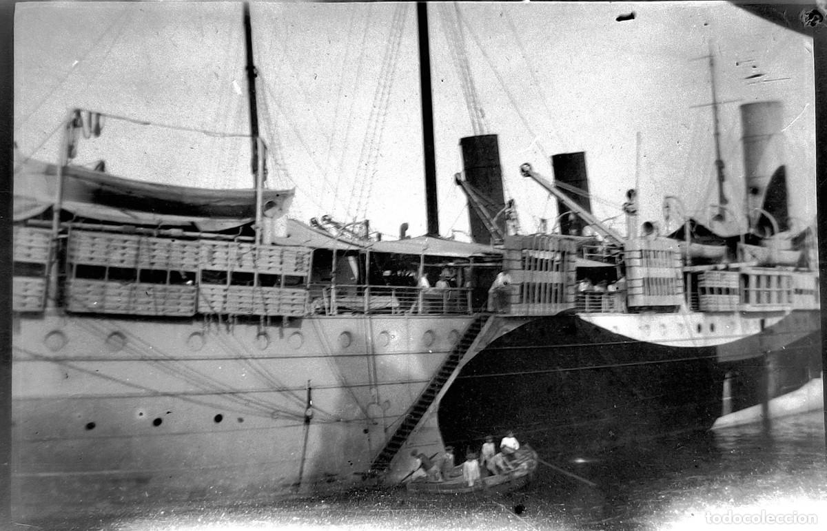 Fotografia antica: Antiguo negativo de fotograf&iacute;a. Barco. Antigua.