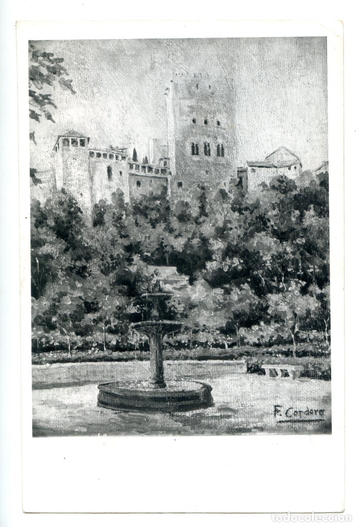 Fotograf&iacute;a antigua: Fotograf&iacute;a de un cuadro de La Alhambra de Granada de Jos&eacute; Franco Cordero, circa 1950