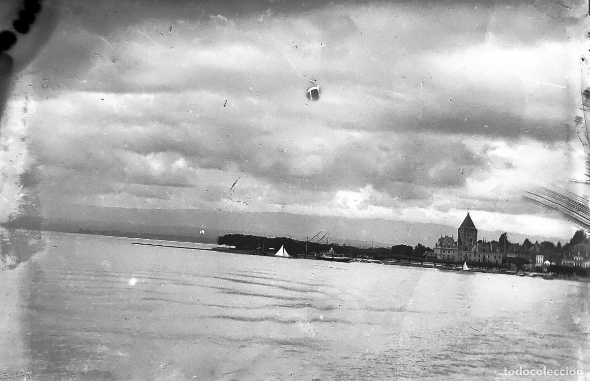 Antique Photography: Antiguo negativo de fotograf&iacute;a. Cristal. Puerto. Antigua.