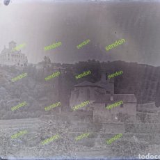 Fotografía antigua: IGLESIA SANTA MARIA Y VILLA JOANA VALLVIDRERA CIRCA 1900. FOTOGRAFIA GELATINO BROMURO DE PLATA