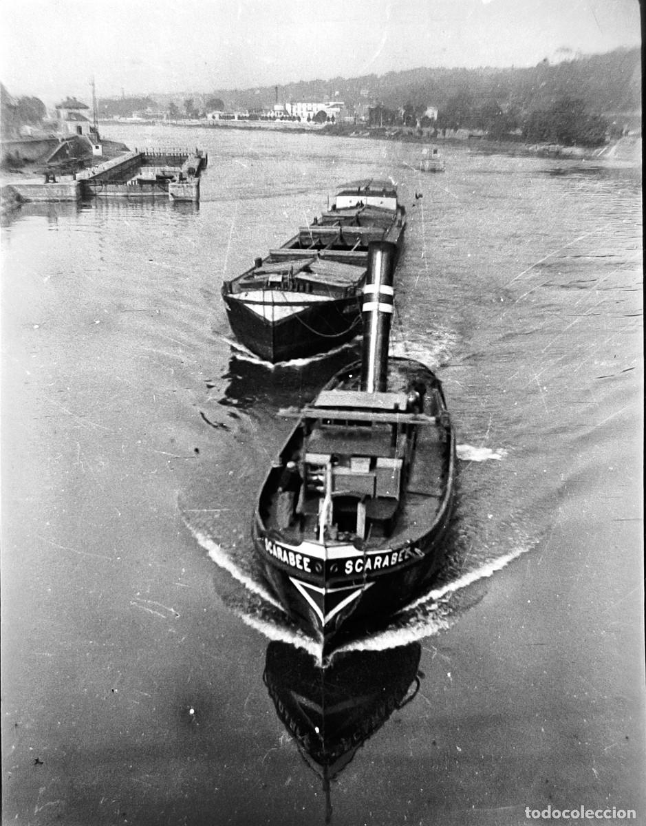 Fotografia antiga: Antiguo negativo de fotograf&iacute;a. Barca.