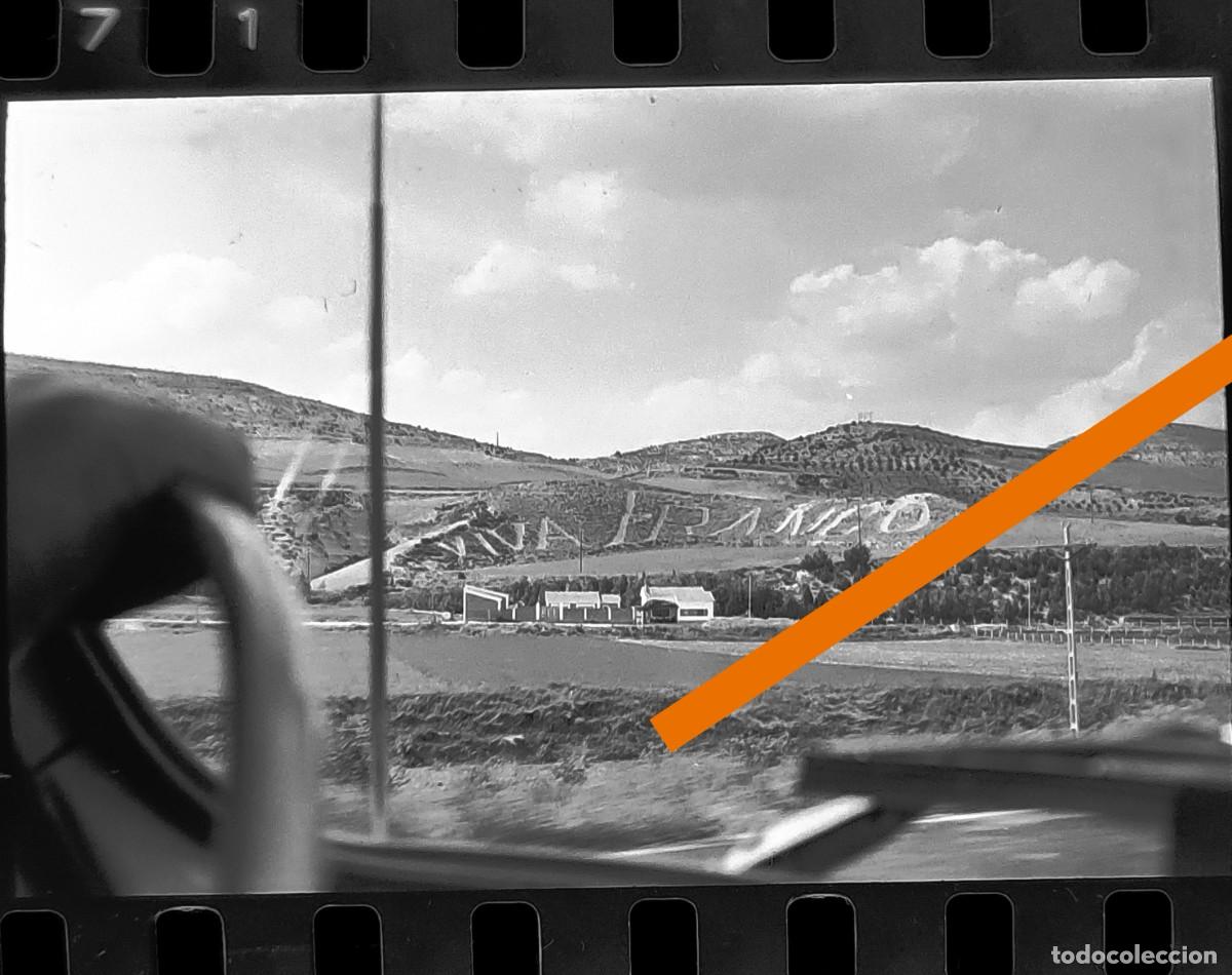 Alte Fotografie: Antigua Antiguo negativo o clich&eacute; de fotograf&iacute;a. Monta&ntilde;a inscripci&oacute;n viva Franco. A&ntilde;os 60/70.