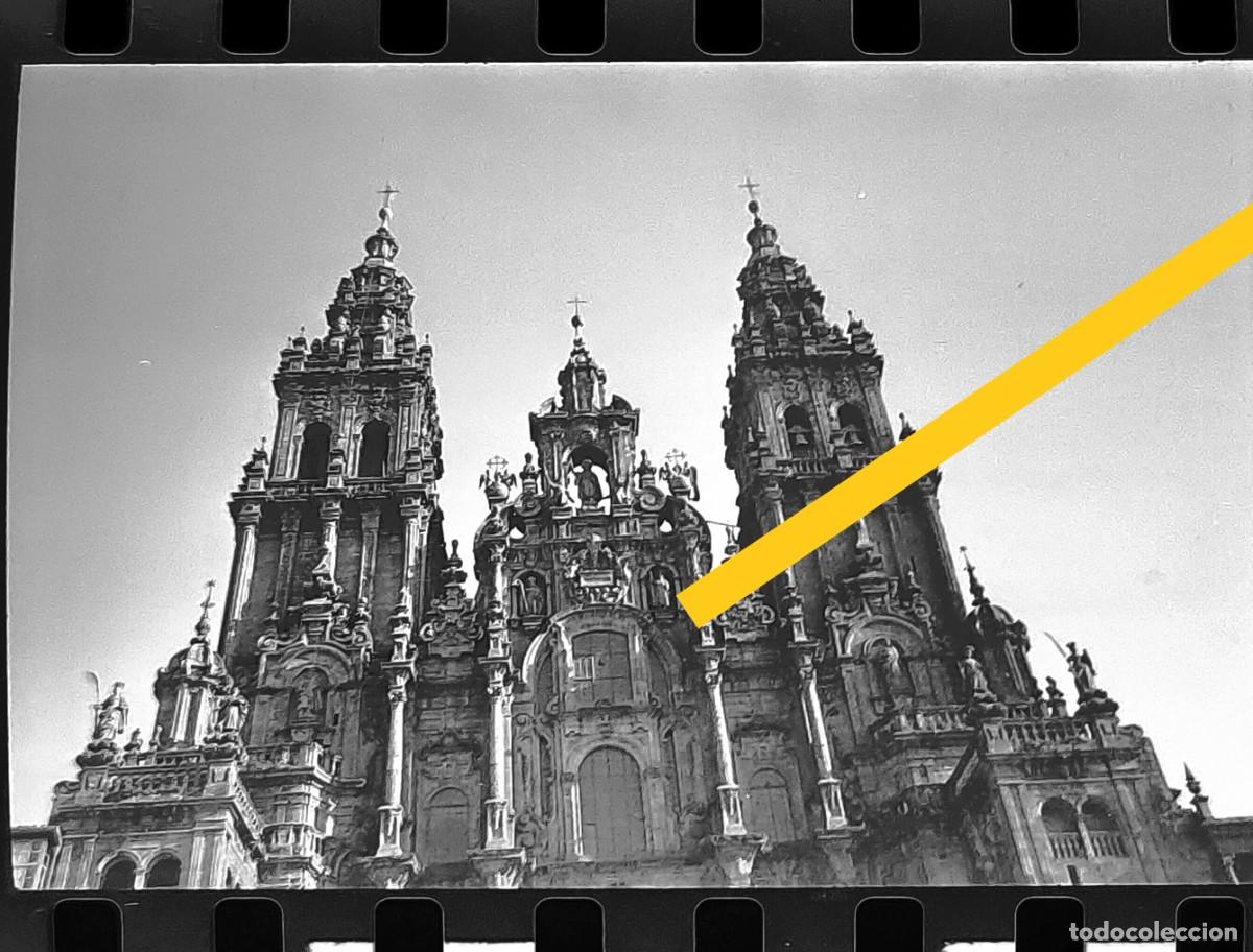 Fotograf&iacute;a antigua: Antiguo negativo o clich&eacute; de fotograf&iacute;a. Santiago de Compostela. A&ntilde;os 50.