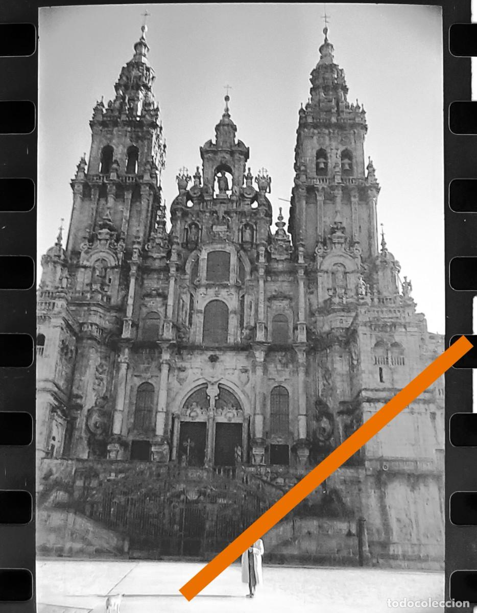 Photographie ancienne: Antiguo negativo o clich&eacute; de fotograf&iacute;a. Santiago de Compostela. A&ntilde;os 50.