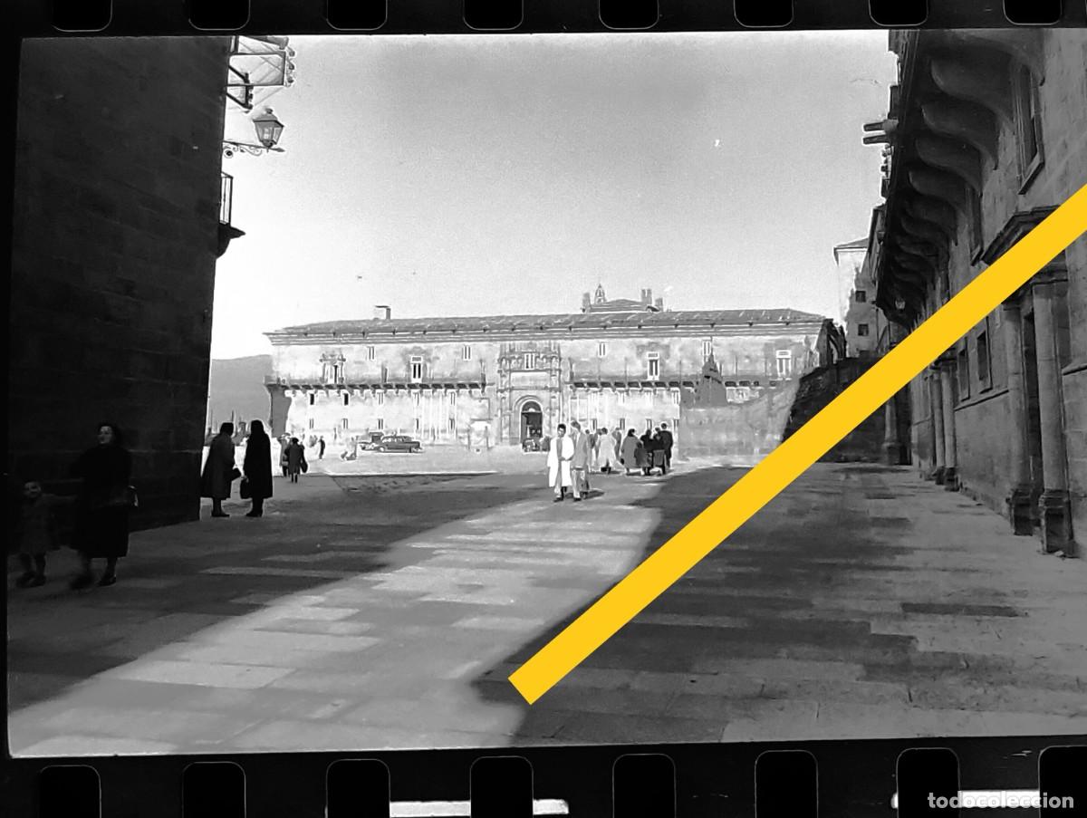 Photographie ancienne: Antiguo negativo o clich&eacute; de fotograf&iacute;a. Santiago de Compostela. A&ntilde;os 50.
