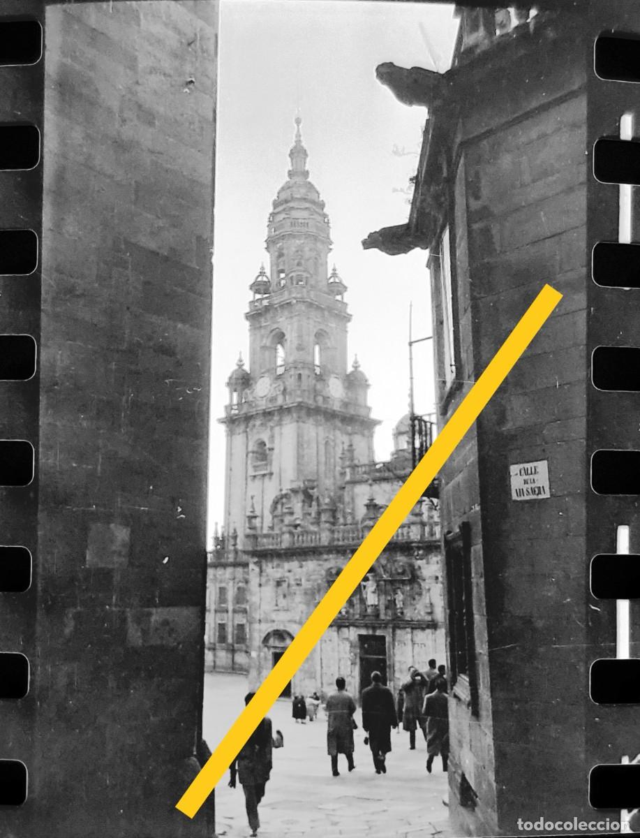Photographie ancienne: Antiguo negativo o clich&eacute; de fotograf&iacute;a. Santiago de Compostela. A&ntilde;os 50.