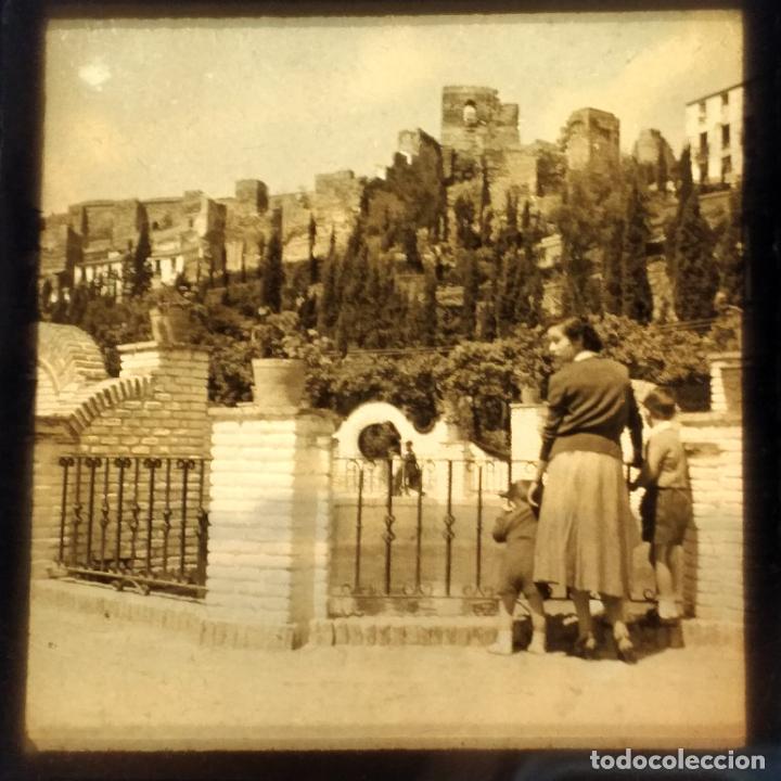 Fotografia antiga: MALAGA ANTIGUA PLACA DE LINTERNA MAGICA EN CRISTAL 9 X 10 CMTS