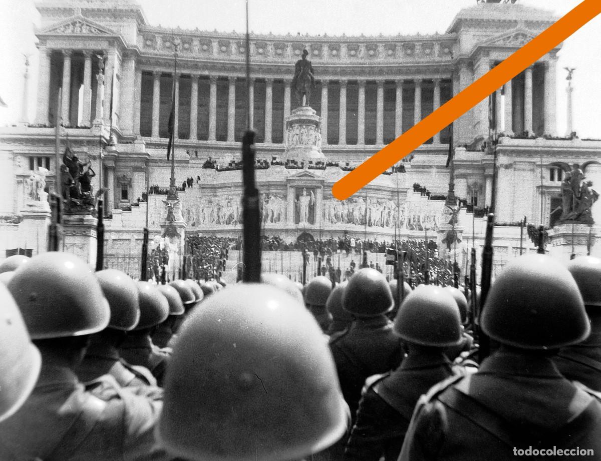 Alte Fotografie: Antiguo negativo o clich&eacute; de fotograf&iacute;a. Militares italianos. &Eacute;poca mussolini. Militar Italia.
