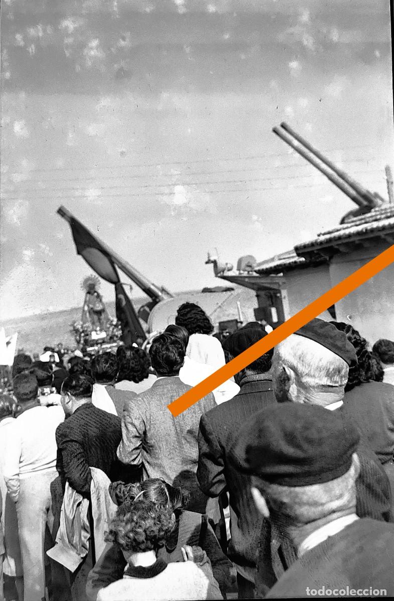 Alte Fotografie: Antiguo negativo de fotograf&iacute;a, procesi&oacute;n marinera, Puerto Valencia. Virgen