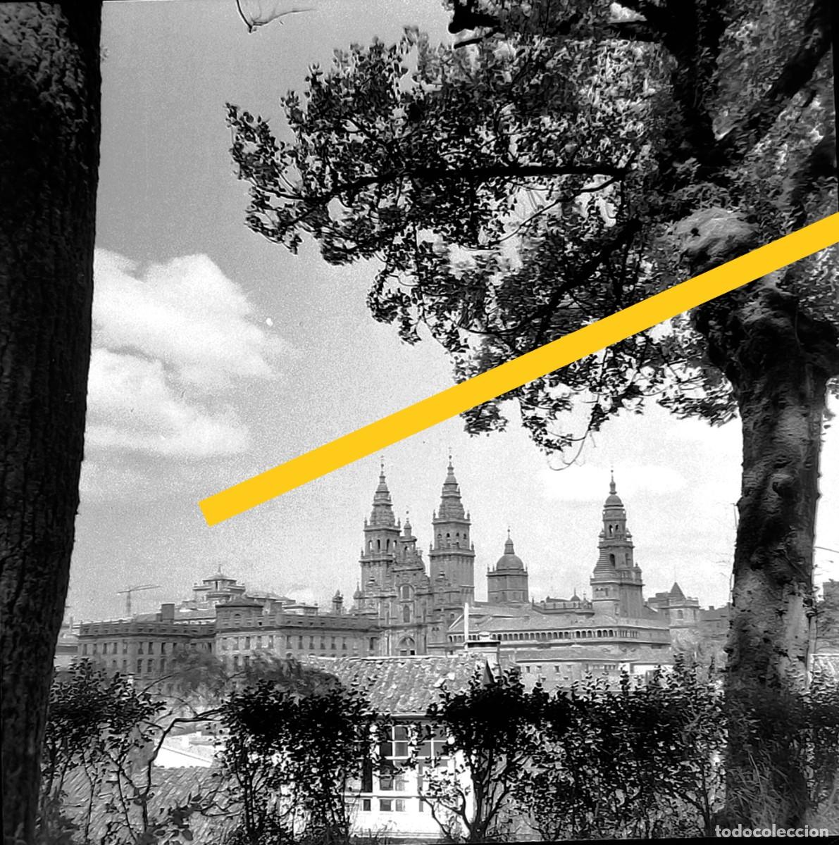 Fotograf&iacute;a antigua: Antiguo negativo de fotograf&iacute;a. Santiago de Compostela. A&ntilde;os 50/60.