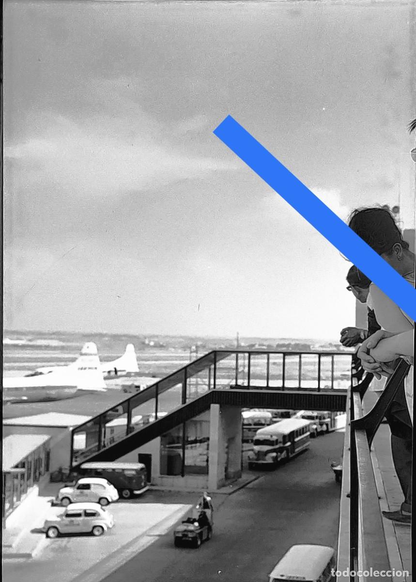 Alte Fotografie: Antiguo negativo de fotograf&iacute;a. Aeropuerto de Madrid. A&ntilde;os 60.