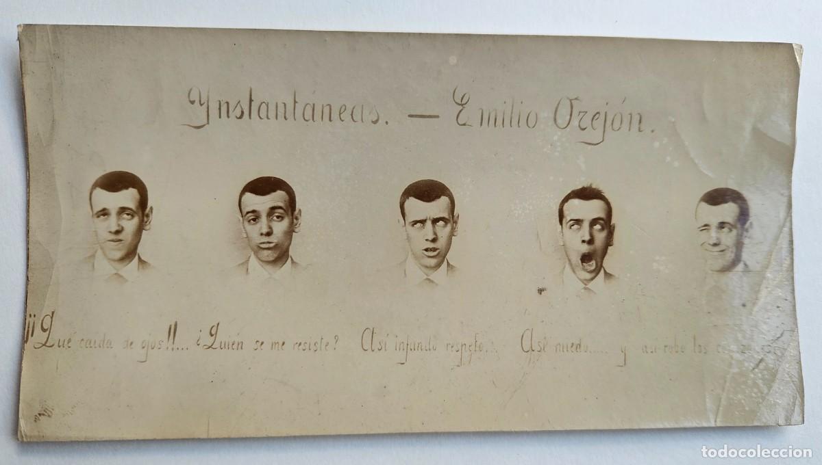 Fotograf&iacute;a antigua: Retratos de hombre escenificando diferentes expresiones