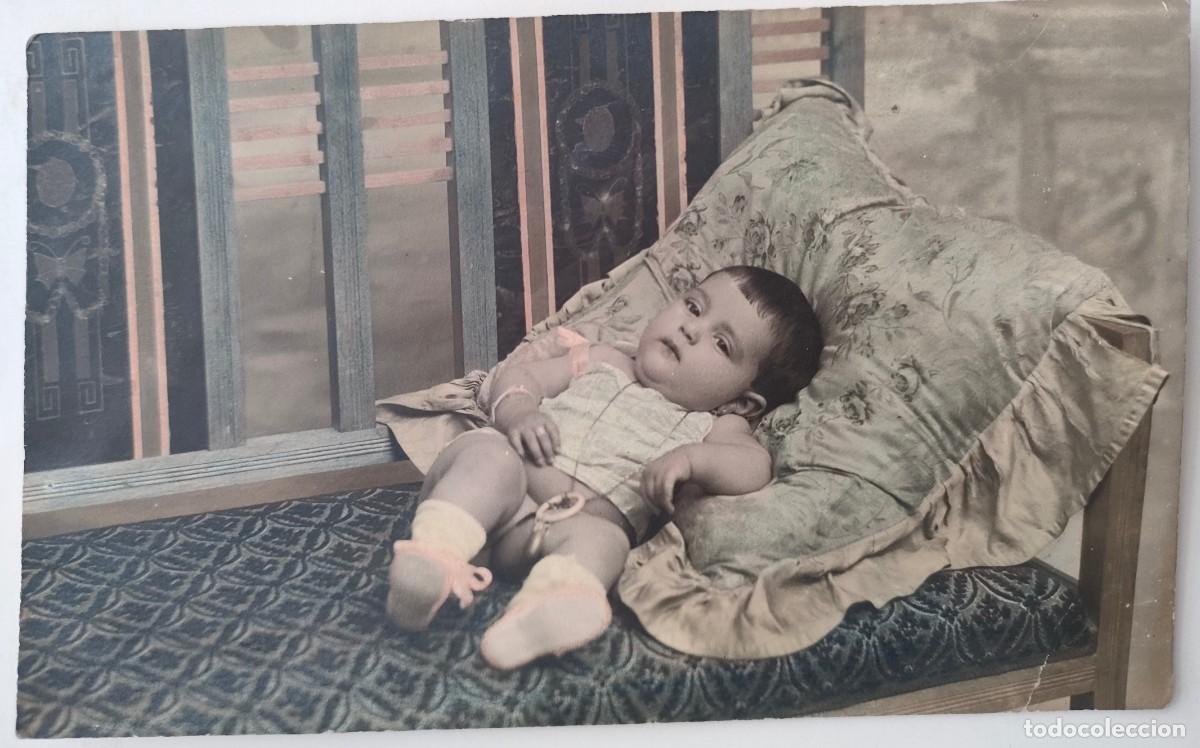 Fotografia antica: NI&Ntilde;A 1917 COLOREADA TAMA&Ntilde;O POSTAL