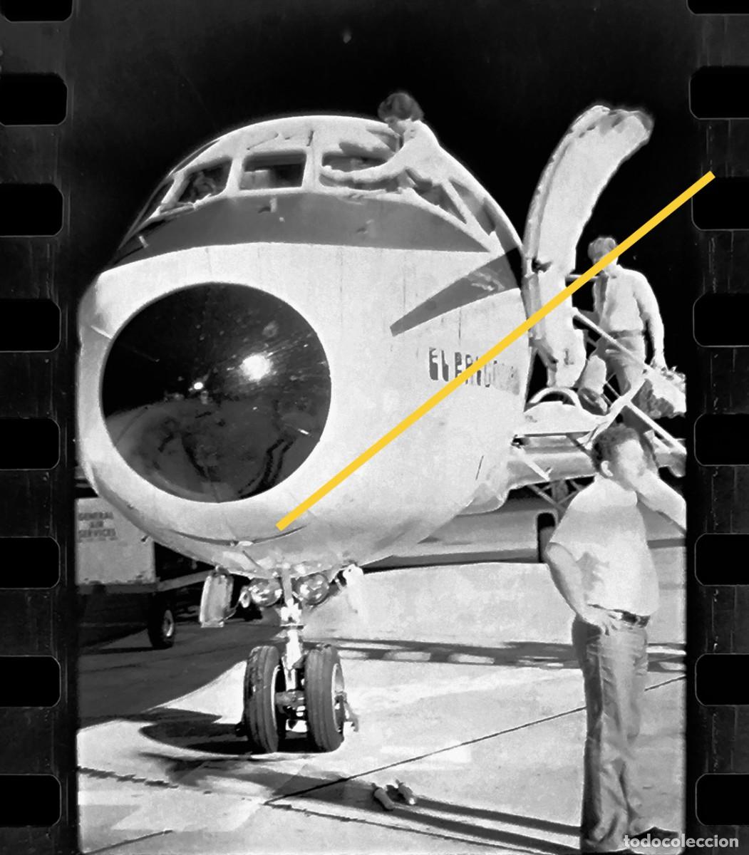 Fotograf&iacute;a antigua: Antiguo negativo o clich&eacute; de fotograf&iacute;a. Avi&oacute;n. A&ntilde;os 70.