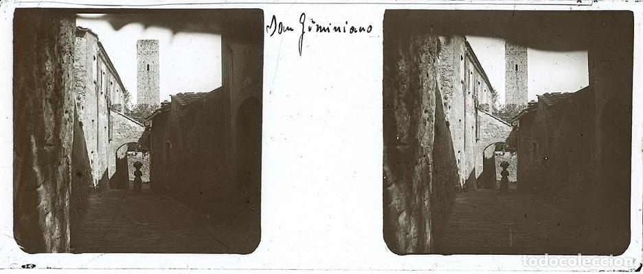 Fotograf&iacute;a antigua: ITALIA SAN GIMIGNANO LOTE 13 CRISTALES ESTEREOSCOPICOS TAMA&Ntilde;O 4.5 X10 CM