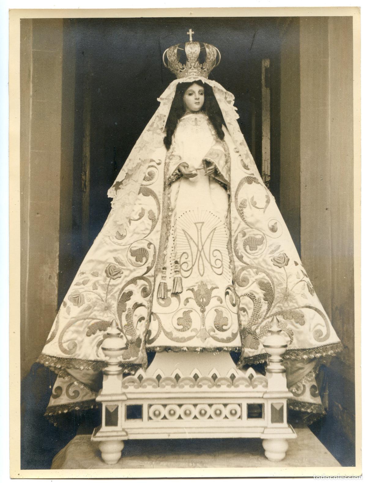 Fotograf&iacute;a antigua: Fotograf&iacute;a de Virgen a identificar, posiblemente en Cantabria 18x24 cm papel Negtor