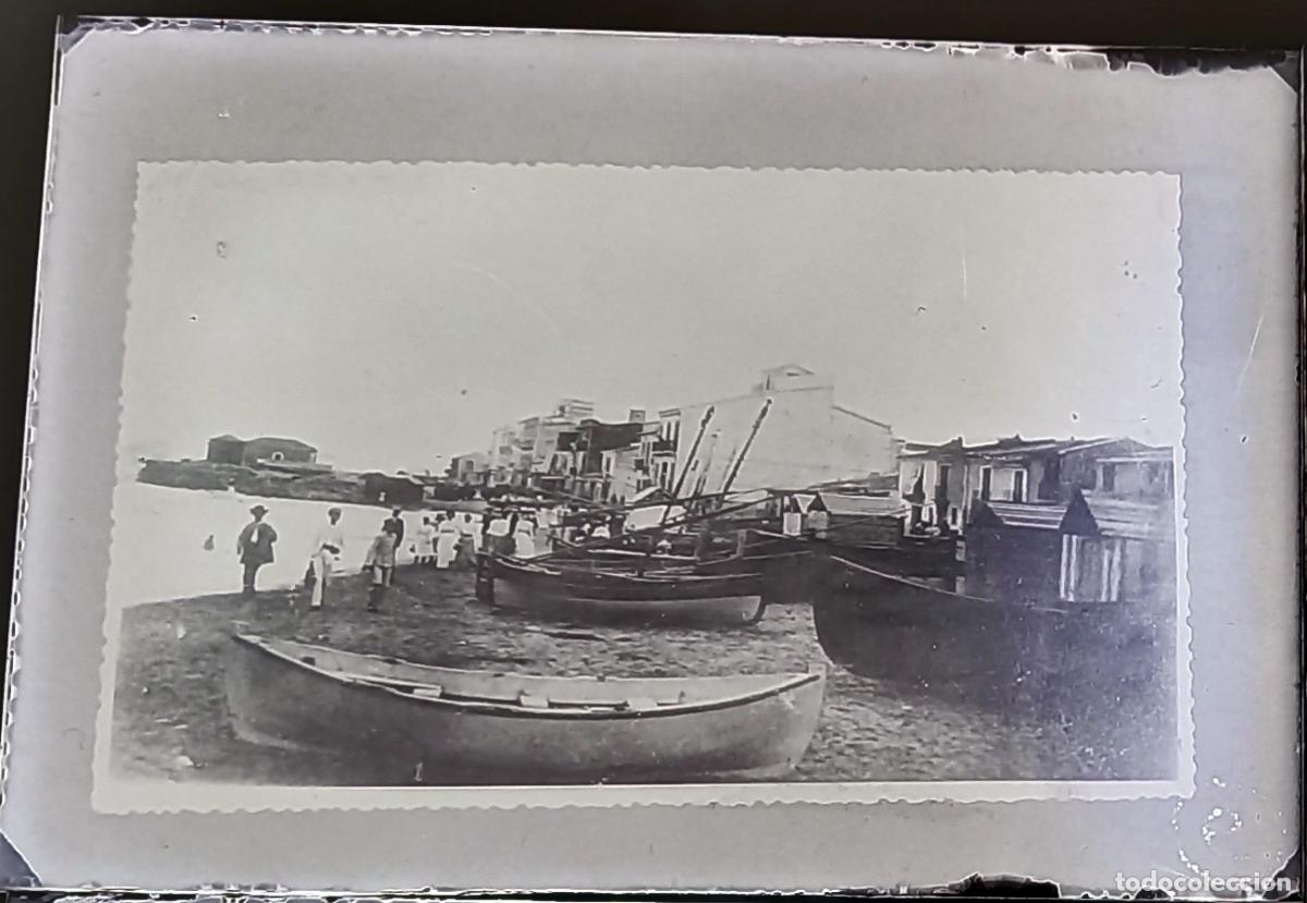 Antique Photography: PLACA ORIGINAL CRISTAL TAMA&Ntilde;O 7X10 VISTA PLAYA Y PASO BUENAVISTA GRAO CASTELLON A&Ntilde;OS 20