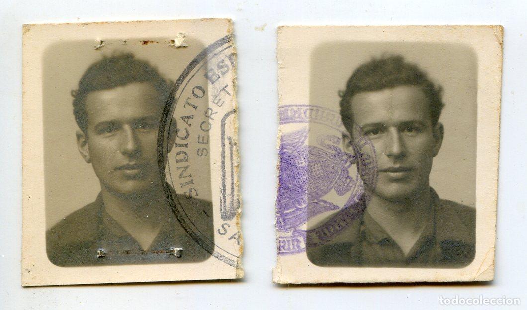 Fotograf&iacute;a antigua: Dos fotos carnet de un falangista, conservan parte de los sellos del SEU, 26/02/1938