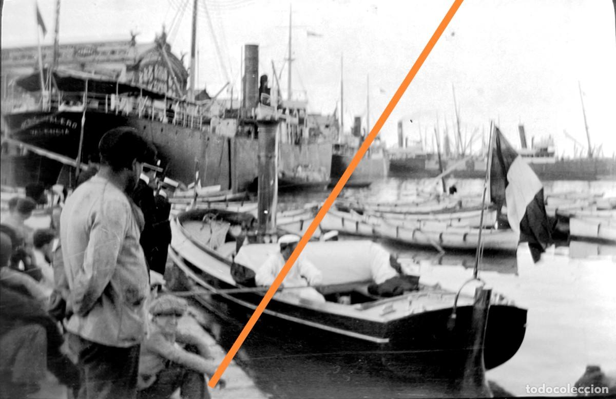 Fotograf&iacute;a antigua: Antiguo negativo de fotograf&iacute;a. Vapor buque. Puerto de Valencia. A&ntilde;os 20.