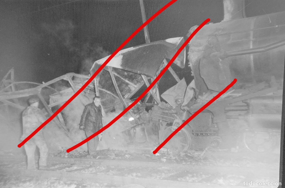 Fotograf&iacute;a antigua: Accidente Ferroviario en Las Matas Madrid - NEGATIVO DE CELULOIDE - FOTOGRAF&Iacute;A ANTIGUA