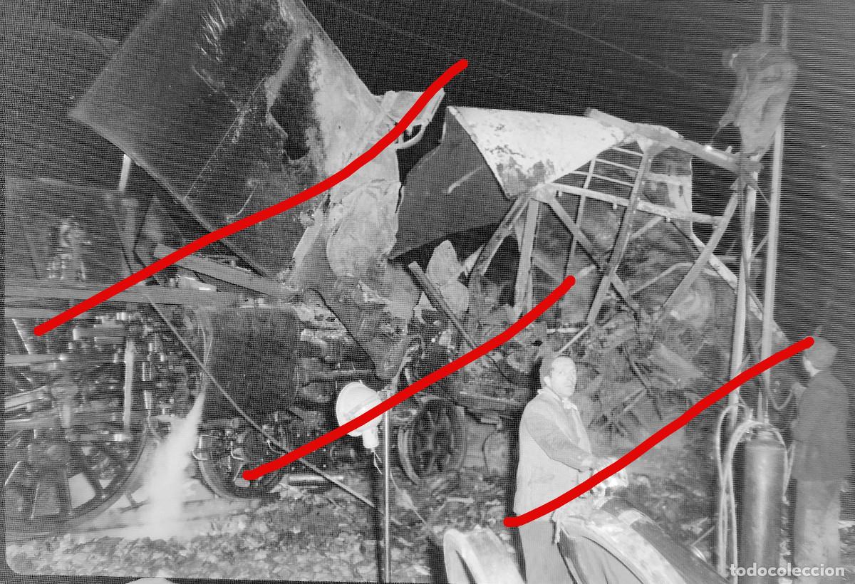 Fotografia antiga: Accidente Ferroviario en Las Matas Madrid - NEGATIVO DE CELULOIDE - FOTOGRAF&Iacute;A ANTIGUA
