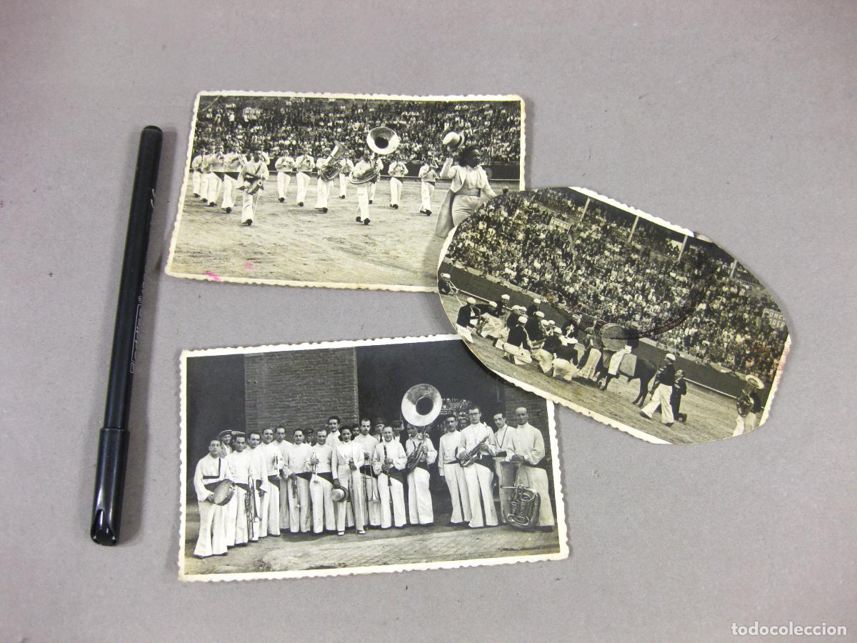 Antique Photography: 3 FOTOGRAF&Iacute;AS TAMA&Ntilde;O POSTAL DE FESTEJOS CON BANDA DE M&Uacute;SICA EN LA PLAZA DE TOROS DE BARCELONA. 1941